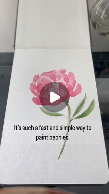 Peonies Drawing Tutorial, Paint Peonies, Peony Watercolor Painting, How To Paint Peonies, How To Watercolor Peonies, Peonies Watercolor, How To Watercolor Flowers, Filbert Brush Painting, How To Paint Peonies Acrylic