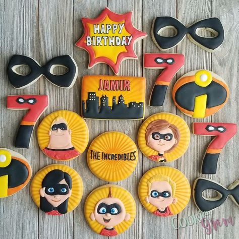 Pixar Cookies, Incredibles Party, Incredibles Birthday Party, Cookie Birthday Party, Cookie Images, Disney Cookies, Boy Birthday Party Themes, 3rd Birthday Cakes, Jack Jack