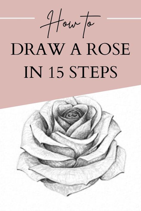 Draw A Rose, Drawing Ideas Creative, Pencil Drawings Of Flowers, Pencil Drawings For Beginners, Pencil Drawing Tutorials, Flower Drawing Tutorials, Flower Art Drawing, Cool Pencil Drawings, Art Drawings Sketches Pencil