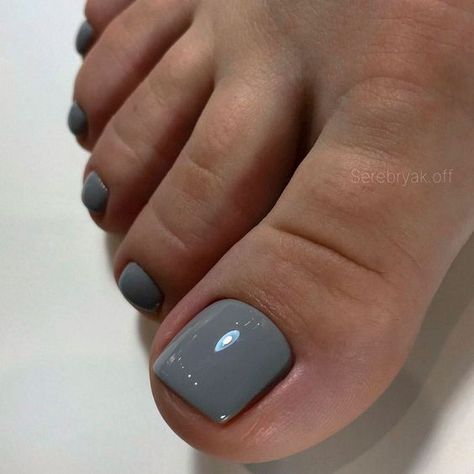 January Pedicure Colors 2024, Grey Toenail Polish, Grey Pedicure Ideas, March Toe Nail Color, Fall Pedicure Colors Toenails 2023, Grey Toenails, Gray Toe Nails, August Toenails Colors, Short Toe Nails Pedicures