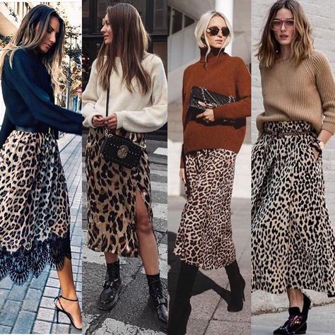 Printed Skirt Outfit, Rok Outfit, Skirt Inspiration, Leopard Print Skirt, Leopard Skirt, Looks Chic, 가을 패션, Skirt Outfit, Print Skirt