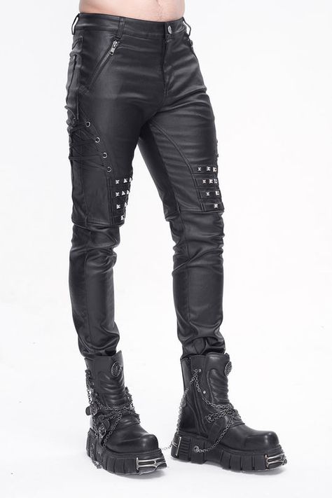 Emo Pants, Vampire Freaks, Goth Pants, Punk Pants, Cyberpunk Clothes, Gothic Boots, Mens Leather Pants, Pants Gift, Punk Rock Fashion