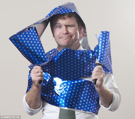 Martin Grix has created 'Man Wrap' to help men who struggle to wrap presents neatly. It does not require scissors, tape or any fiddly folding Bf Gifts, Christmas Party Ideas, Art Refs, Gift Wrapping Paper, Holidays And Events, Paper Gifts, Wrapping Paper, Christmas Party, Party Ideas