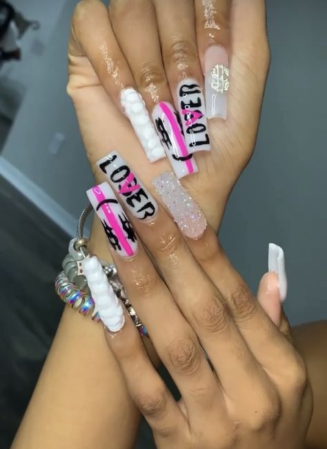 Loser Lover Nail Designs, Loser Nails, Lover Loser Tattoo, Lover It Loser, It Lover Loser, Loser Lover Sweater, Lover Loser, Nail Designs Bling, Nail Vinyls