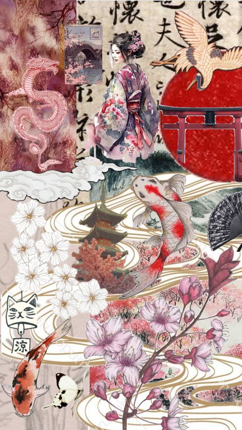 Hmong Wallpaper, Filipino Art Aesthetic, Traditional Japanese Geisha Art, Kyoto Wallpaper, Geisha Wallpaper, Japan Aesthetic Wallpaper, Japan Collage, Japanese Collage, Ancient Chinese Aesthetic