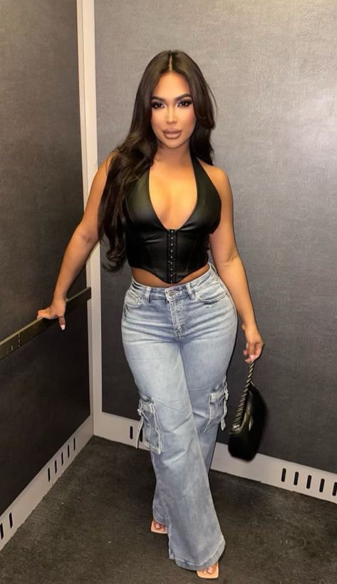 2025 Baddie Outfits, Leather Top And Jeans Outfit, Animal Print Bodysuit Outfit, Jean Strapless Top Outfit, Simple Club Outfits Black Women, Going Out Outfits Night Jeans, March Going Out Outfits, Jean Club Outfit Night, Rema Concert Outfit