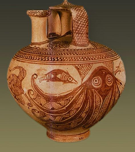 Minoan Art Pottery | Mycenaean fish and octopus pitcher Minoan Octopus, Ancient Minoan, Minoan Art, Ancient Greek Pottery, Ancient Greek Art, Greek Pottery, Rome Antique, Ancient Pottery, Greek History