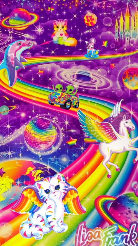 Lisa Frank adventures #lisafrank Lisa Frank Poster, Lisa Frank Screensaver, Lisa Frank Wallpaper Aesthetic, Lisa Frank Space, Lisa Frank Pictures, Lisa Frank Halloween Wallpaper, Lisa Frank Phone Wallpaper, Lisa Frank Animals, Lisa Frank Printables