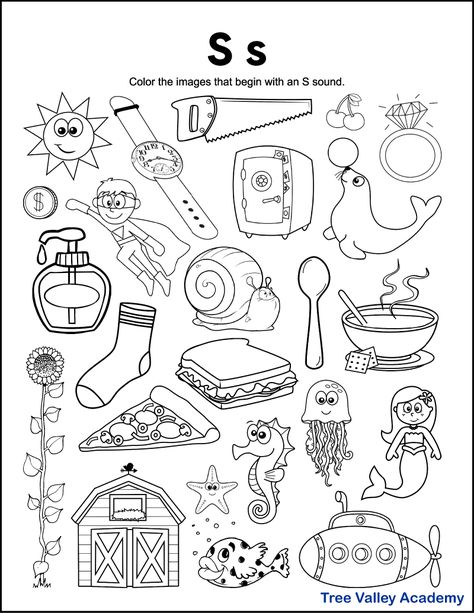 A free printable letter S alphabet coloring page for kindergarten. Students will need to color the images whose initial sound is an /s/ sound. The letter S beginning sound worksheet is free to download and print. Pdf includes answers. Letter T Worksheets Kindergarten, Letter Sounds Worksheets Free, T Worksheet, Preschool Letter S, Letter T Activities, Letter S Activities, Letter S Worksheets, Homeschooling Kindergarten, Letter Sound Recognition