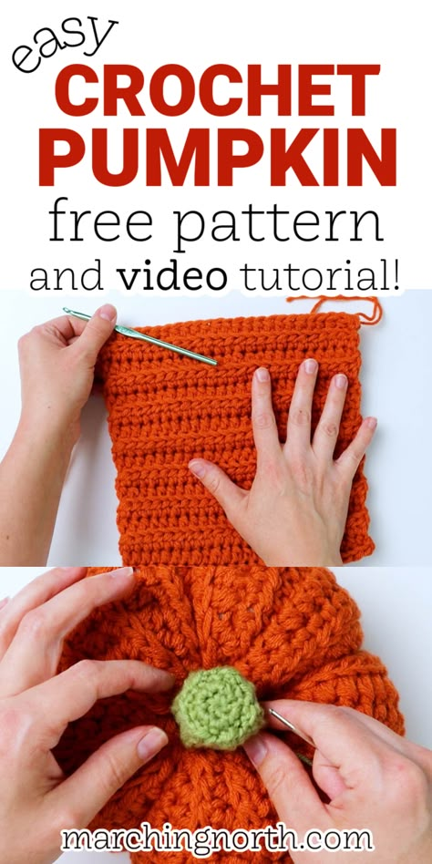 Diy Pumpkin Crochet, Crochet Pumpkin Free Pattern Video, Halloween Crochet Pumpkin Patterns, Crochet Pumpkin For Beginners, Easy Pumpkin Crochet Pattern, Crochet Pumpkin From Rectangle, Large Knitted Pumpkins Free Pattern, Crochet A Pumpkin Pattern, How To Make A Crochet Pumpkin