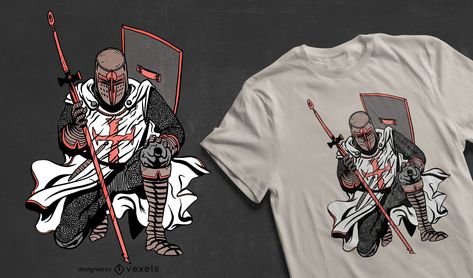 Knight Kneeling, Crusader Knight, Cycling T Shirts, Flash Tattoo Designs, Vector Graphics Design, Mo Design, T Shirt Design Vector, Shirt Design Inspiration, Shirt Print Design