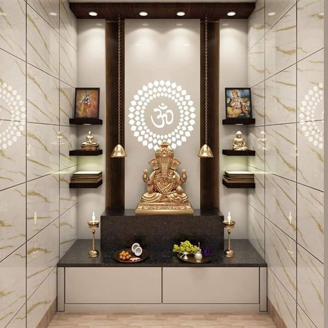 Pooja Room Tiles Design, Wall Designs For Hall, Pooja Room Ideas Indian Modern, Puja Room Design Indian, Puja Unit Design, Granite House, Room Tiles Design, Family Tree Wall Decor, Pooja Door Design