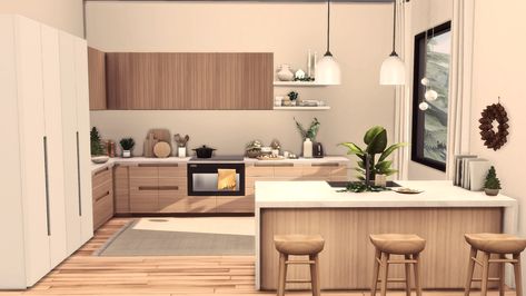 Bloxburg Laundry Room Ideas, Sims 4 Modern House, Sims 4 Kitchen, Sims 4 House Plans, Sims 4 House Design, Casas The Sims 4, Sims Building, Sims House Plans, Sims House Design