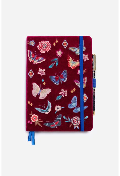 Mariposa Journal And Pen Set | Johnny Was Journal To Buy, Cute Journal Covers, Where To Buy Fabric, Journal Diaries, Aesthetic Planners, Placement Embroidery, Planner Diary, Daily Diary, Journal Features