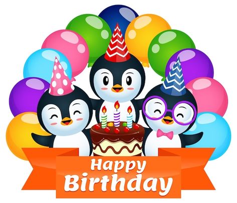 Cute penguin birthday with colorful ball... | Premium Vector #Freepik #vector #happy-birthday-cake #birthday-cake #birthday-cake-cakes #anniversary-cake Happy Birthday Snoopy Images, Happy Birthday Penguin, Penguin Birthday Party, Penguin Birthday, Penguin Drawing, Happy 6th Birthday, Birthday Cartoon, Snoopy Images, Penguin Love