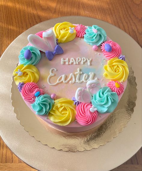 Beautiful and colorful easter cake Easter Bento Cake Ideas, Bakery Cake Ideas, Easter Themed Cakes, Easter Cake Designs, Easter Cake Ideas, Butter Cream Icing, Easter Egg Cake, Easter 2024, Display Cake