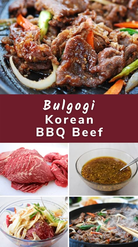 Step by step photos of Korean BBQ Beef. Bulgogi Rice Bowl, Korean Bapsang, Asian Potluck, Beef Bulgogi Recipe, Koreansk Mad, Korean Dinner, Bulgogi Sauce, Korean Bbq Beef, Recipe Korean