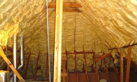 Insulating Attic Ceilings, Diy Attic Insulation, Insulating Attic, Insulate Attic, Diy Spray Foam Insulation, Attic Ceiling, Insulation Ideas, Diy Insulation, Installing Insulation