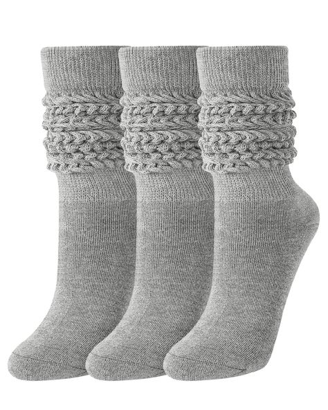 PRICES MAY VARY. 【Soft Slouchy Socks for women】These women white socks are skin-friendly and comfortable, made of cotton, warm for fall winter. The scrunchie socks are about 40cm/15.7inch long from top to heel, it can be worn pulled up to the knee as tall boot socks, or down to your ankle as a scrunch sock. 【One Size Fit All】One size fits women's shoe sizes 6-11, men shoe size 4-9. Slouch socks with stretchy fabric, the tightness will not slide down, just keep the height you wanted all day, and Scrunchie Socks, 80s Socks, Slouchy Socks, Scrunch Socks, Tall Boot Socks, Women Boot, Socks Cotton, Slouch Socks, Grey Socks