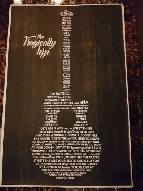 Custom designed Tragically Hip  lyrics in guitar shape poster Tragically Hip Lyrics, Tragically Hip, 2 Hands, Shape Posters, Music Wall, Music Lyrics, Music Poster, Dog Tag Necklace, Guitar