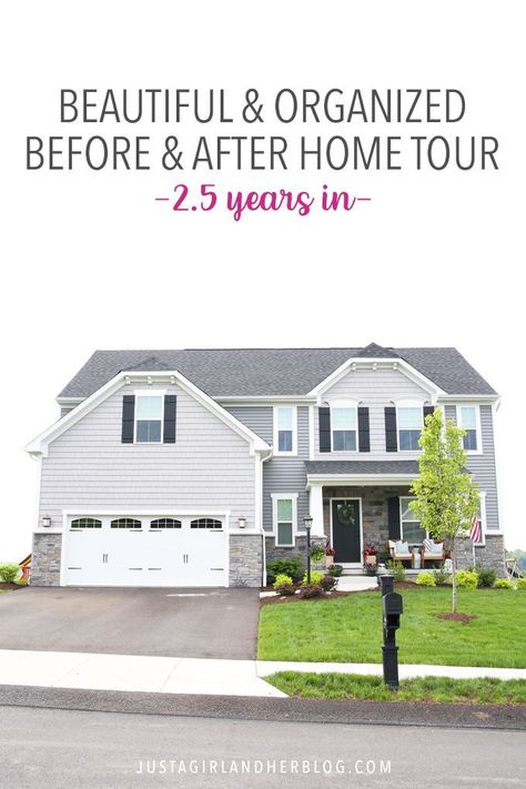 Two and a half years ago we built a Ryan Homes Palermo. Come see the progress we've made in our updated home tour! | #ryanhomes #palermo #hometour Redecorating Ideas, Ryan Homes, Interior Minimalista, Two And A Half, Building A New Home, Home Remodel, Flooring Options, Cheap Decor, Home Tour