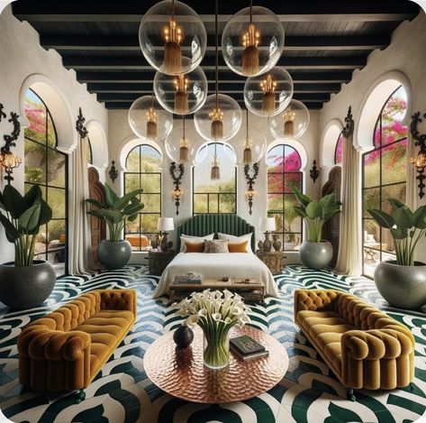 Refined Boho Living Room, Modern Mexican Living Room Decor, Modern Mexican Hacienda, Modern Mexican Living Room, Mexican Living Room, Luxury Boho, Mexican Hacienda, Artisan Decor, Maximalist Interior