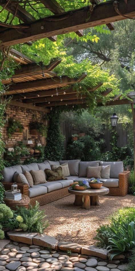 Outdoor Tanning Area, Terasa Ideas, Rustic Patio Ideas, Back Patio Ideas On A Budget, Verandas Ideas Outdoor, Garden Zones, Rustic Patio, Backyard Gazebo, Garden Makeover