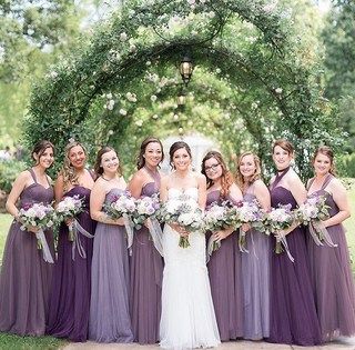 Green And Purple Wedding Theme Bridesmaid Dresses, Mismatched Purple Bridesmaid Dresses, Lavanda Wedding, Bridesmaids Purple, Wisteria Bridesmaid Dresses, Lavender Wedding Theme, Lilac Wedding Bouquet, Lavender Bridesmaid, Purple Bridesmaid Dress