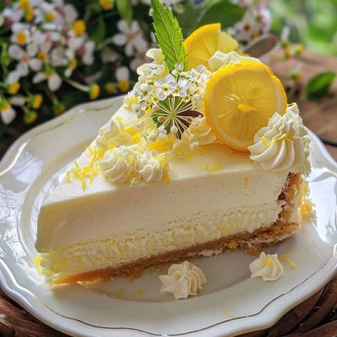 Easy Crockpot Recipes | Lemon Elderflower Cheesecake Cake 🍋🌼🍰✨ | Facebook Lemon Cheese, Cheesecake Cake, Lemon Cheesecake, Lemon Cake, Crockpot Recipes Easy, Cake Ingredients, Purpose Flour, Baking Powder, Cake Desserts