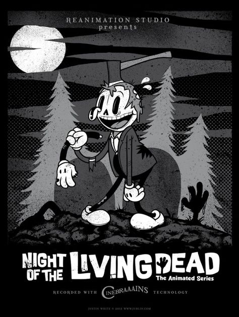 Justin White - Living Dead Screenprint Rubber Hose Art, Rubber Hose Animation, 30s Cartoon, 1930s Cartoons, Horror Cartoon, Vintage Cartoons, Horror Movie Art, Retro Cartoon, Retro Cartoons