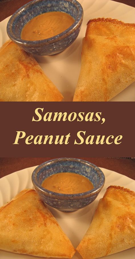 Samosas, made the easy way with purchased phyllo dough, and baked - for the healthy way. All good! Dip For Samosas, Samosas Dipping Sauce, Samosa Dipping Sauce Easy, Samosa Sauce Easy, Sauce For Samosas, Samosa Dipping Sauce, Samosa Sauce, Easy Dipping Sauce, Peanut Dipping Sauce