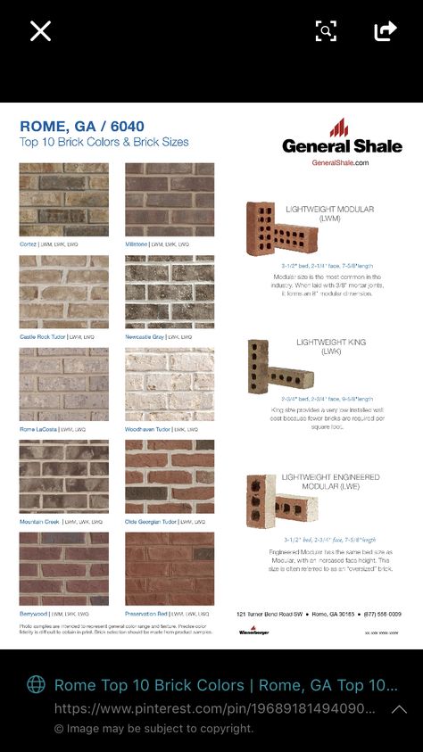 Brick For House Exterior, Brick Types And Colors, Exterior Brick Color Names, Most Popular Brick Color 2022, Brick Options, Old Edisto Brick Exterior, Old Mill Brick Rushmore, Farmhouse Designs, Brick Colors