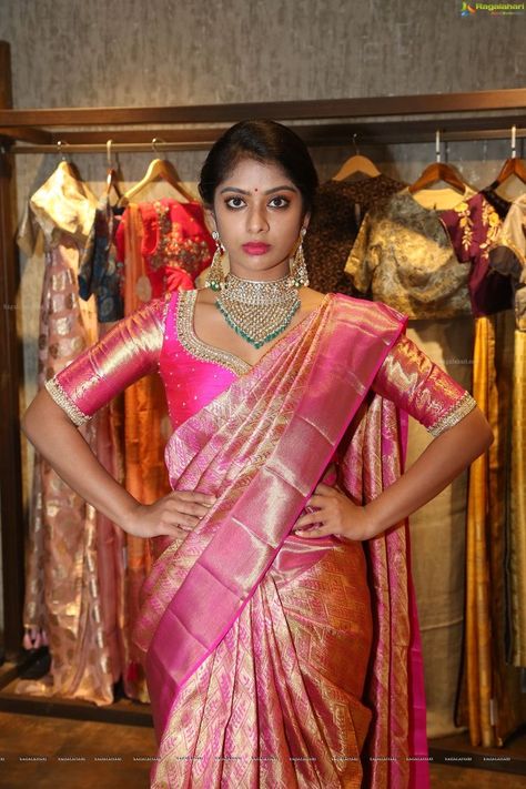 Baby Pink Pattu Saree, Baby Pink Silk Saree, Pink Pattu Saree, Pattu Saree Blouses, Baby Pink Silk, Pink Silk Saree, Latest Embroidery Blouse Designs, Pattu Saree Blouse Designs, Wedding Saree Collection