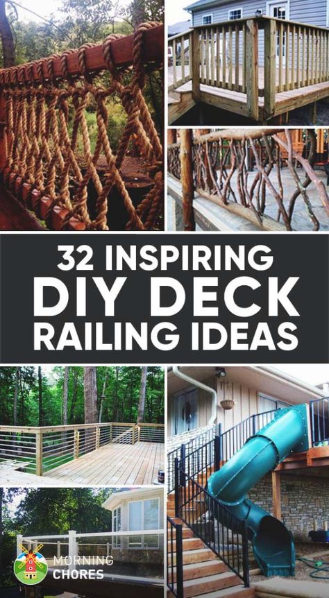 32 DIY Deck Railing Ideas & Designs That Are Sure to Inspire You Diy Deck Railing Ideas, Diy Deck Railing, Deck Building Plans, Deck Railing Ideas, Decking Ideas, Deck Railing Design, Pergola Diy, Laying Decking, Modern Trellis