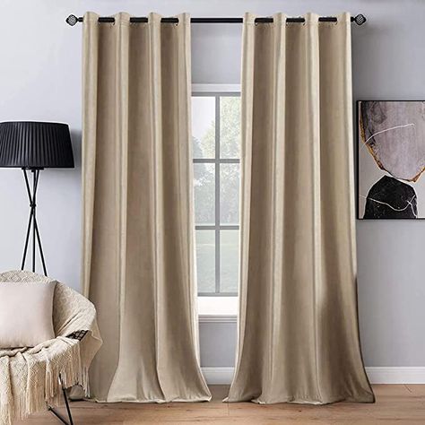 MIULEE 2 Panels Blackout Velvet Curtains Solid Soft Grommet Camel Beige Curtains Thermal Insulated Soundproof Room Darkening Curtains / Drapes / Panels for Living Room Bedroom 52 x 96 Inch Classical Living Room, Taupe Curtains, Satin Curtains, Beige Curtains, Soundproof Room, Drape Panel, Black Curtains, Thermal Curtains, Darkening Curtains