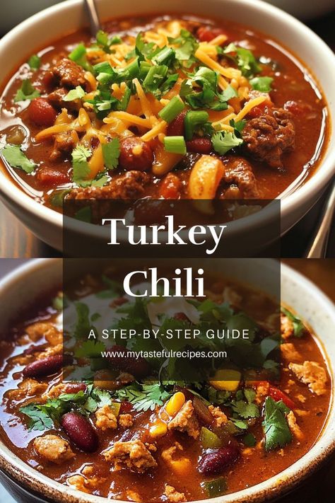 Say goodbye to boring dinners with this irresistible Turkey Chili! Made with lean turkey, beans, and a perfectly spiced tomato base, it’s a healthier take on a classic comfort food. Maple Turkey Chili, Chili Recipe With Turkey Meat, Turkey Meat Chili, Easy Turkey Chili Recipe Stovetop, Chili With Turkey Meat, Sweet Turkey Chili, Hearty Turkey Chili, Low Cal Turkey Chili, Chili Turkey Recipe