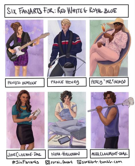 Rwrb Fan Art, Rwrb Fanart, Six Fanarts, Blue Characters, Red White And Royal Blue, Alex A, 6 Characters, Queer Books, Royal Blood