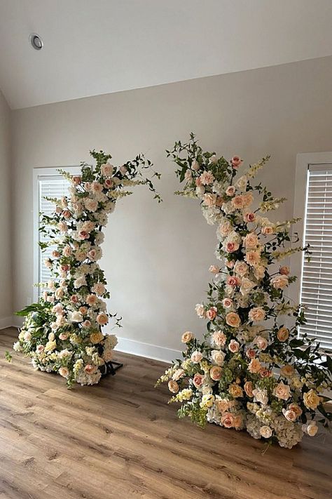 One wedding arch style feels ideal for any ceremony. I’m obsessed with this style for making a statement. Keep that to your dream arch collection. Door Wedding Arch, Wedding Arch Inspiration, Heart Wedding Arch, Unique Wedding Arch Ideas, Wedding Arches With Flowers, Flower Arch Wedding, Diy Wedding Arch, Floral Arch Wedding, Wedding Arch Flowers