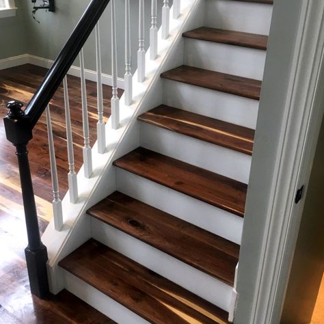 Character Walnut Stair Treads - Rustic - Staircase - Other - by Hardwood Lumber Company | Houzz IE Walnut Stairs Modern, Walnut Stairs, Wood Stair Treads, Rustic Staircase, Manhattan Penthouse, Mid Century Eclectic, Hardwood Stairs, Hardwood Lumber, Wood Steps