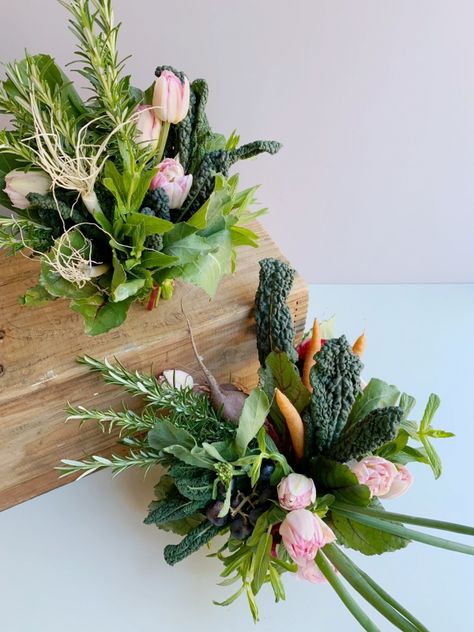 Veggie Bouquet, Vegetable Bouquet, Herb Bouquet, Herb Wedding, Cut Flower Arrangements, Edible Bouquets, Bouquet Tutorial, Say It With Flowers, Edible Arrangements