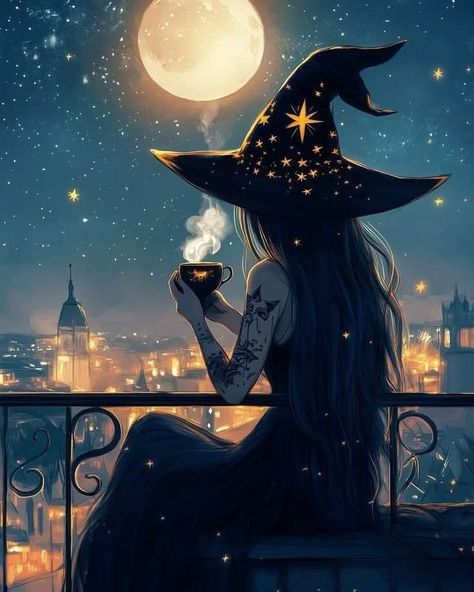 Witchy Pictures Witch Art, French Witch Aesthetic, Night Witch Aesthetic, Witchy Digital Art, Anime Witch Wallpaper, Witch Background Wallpapers, Witchy Aesthetic Wallpaper Iphone, Witch Lockscreen Aesthetic, Witchy Iphone Wallpaper