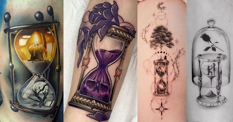 Hourglass Tattoo Design, Hourglass Tattoo Meaning, Hour Glass Tattoo Design, Hourglass Tattoos, Underarm Tattoo, Sand Hourglass, Glass Tattoo, Hourglass Tattoo, Skeleton Tattoos