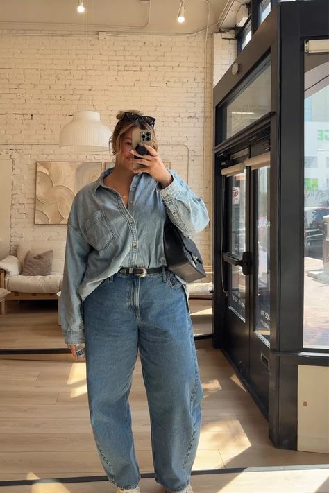 THE '80S COMFY DENIM SHIRT curated on LTK Oversized Cotton Shirt Outfit, Cotton Shirt Outfit, Oversized Denim Shirt Outfit, Winter Mood, Fall 2024, Denim Shirt, Shirt Outfit, Minimalist Fashion, Cotton Shirt