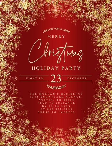 Christmas Border Frame, Invitation Red And Gold, Elegant Christmas Party Invitations, Holiday Party Flyer, Classy Christmas Party, Christmas Invitation Card, Elegant Christmas Party, Christmas Marketing, Sparkle Christmas