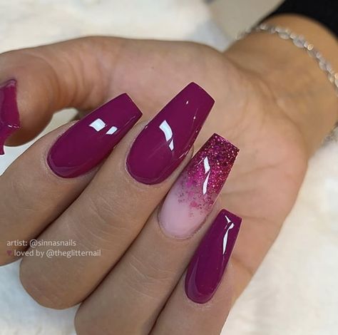 Acrylic Nails Natural, Magenta Nails, Berry Nails, Dark Pink Nails, Long Coffin Nails, Nagellack Trends, Her Nails, Coffin Nails Long, Short Acrylic Nails Designs