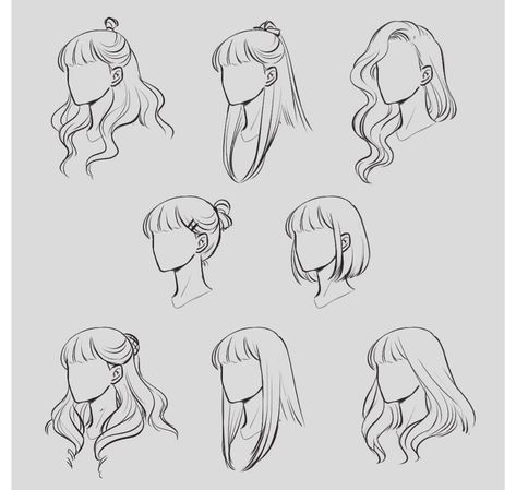 Vampire Hair Drawing, Long Hair With Bangs Drawing Reference, Female Bangs Drawing, Fancy Hair Drawing, Types Of Bangs Drawing, Long Hair Base Drawing Female, Long Hair With Bangs Drawing, Long Hair Styles Drawing, Bangs Hairstyles Drawing