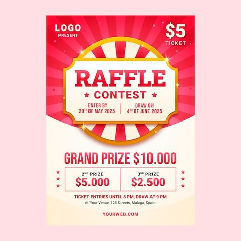 Gradient raffle flyer template | Premium Vector #Freepik #vector #flyer-template #flyer #raffle-ticket #mix Graduation Instagram, Raffle Flyer, Poster Images, Winner Announcement, Vector Gradient, Raffle Prizes, Raffle Ticket, Promotional Flyers, Royal Canin