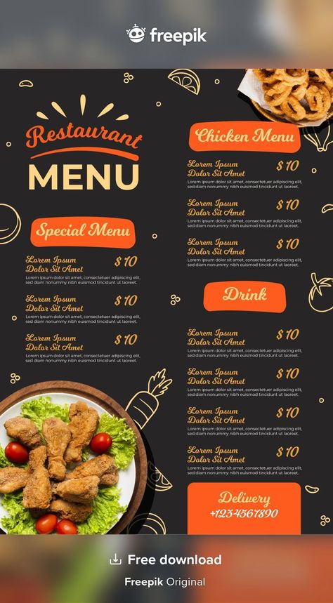 Desain Pantry Dapur, Digital Restaurant, Japanese Restaurant Menu, Healthy Restaurant Food, Menu Pizza, Cafe Menu Design, Menu Card Design, Chicken Menu, Pizza Menu