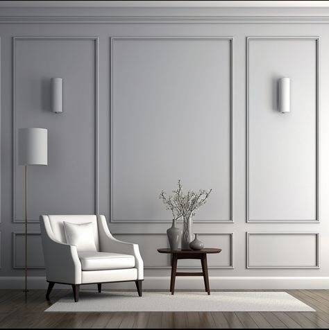 Large Panelling On Wall, Modern Classic Wall Panel Moldings, Vertical Molding On Walls, 2 Story Wall Molding, Wall Modeling Design, Renter Friendly Wall Molding, Wall Framing Molding, Box Moulding Wall, Applied Molding On Walls