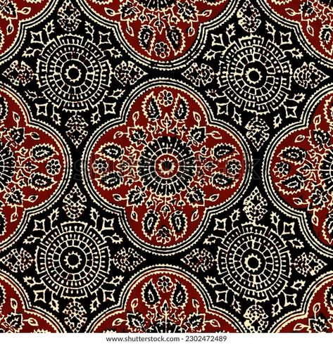 Ajrakh Pattern Block Print Pattern Batik Stock Illustration 2302472489 | Shutterstock Mugal Prints, African Batik Fabric, Pattern Batik, Ajrakh Pattern, Block Print Pattern, Fabric Paint Diy, Flower Print Pattern, Beautiful Flower Drawings, Design Pattern Art